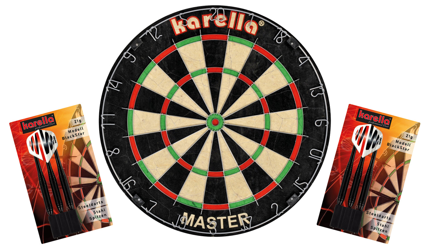 Dart-Board-Set Karella Master / Black-Star incl. darts 21g