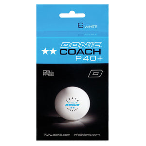 Trainingsball Donic Coach P-40+ ** Cell-Free, 6 Stk.