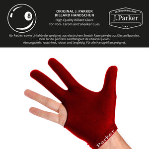 Gant de billard J. Parker ambidextre rouge foncé